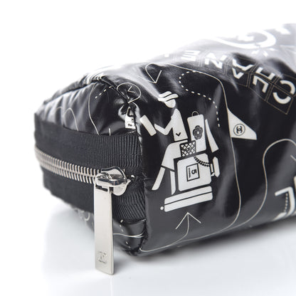 Chanel Coated Canvas Airline Cosmetic Pouch Black White 8 of 9