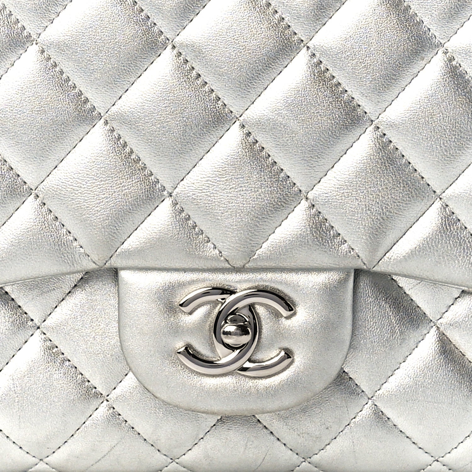 Chanel Metallic Lambskin Quilted Maxi Single Flap Silver 9 of 13