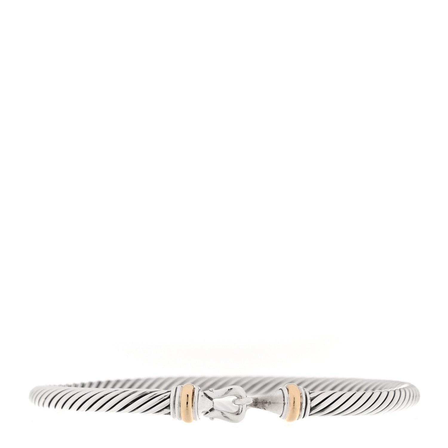David Yurman Sterling Silver 18K Yellow Gold 4mm Cable Buckle Bracelet 1 of 3