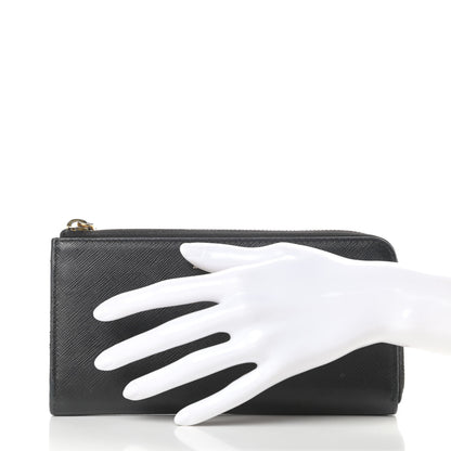 Prada Saffiano Metal Zip Around Wallet Black 2 of 11