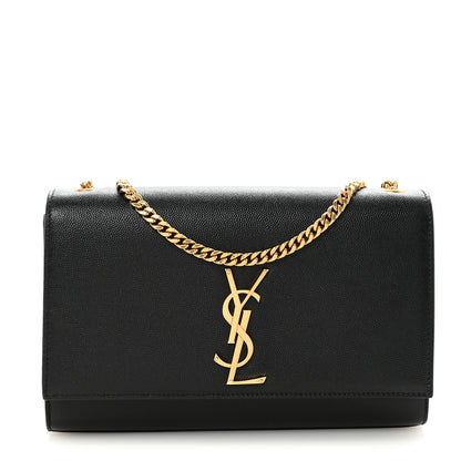 Saint Laurent Grain De Poudre Medium Classic Monogram Kate Satchel Black 1 of 9