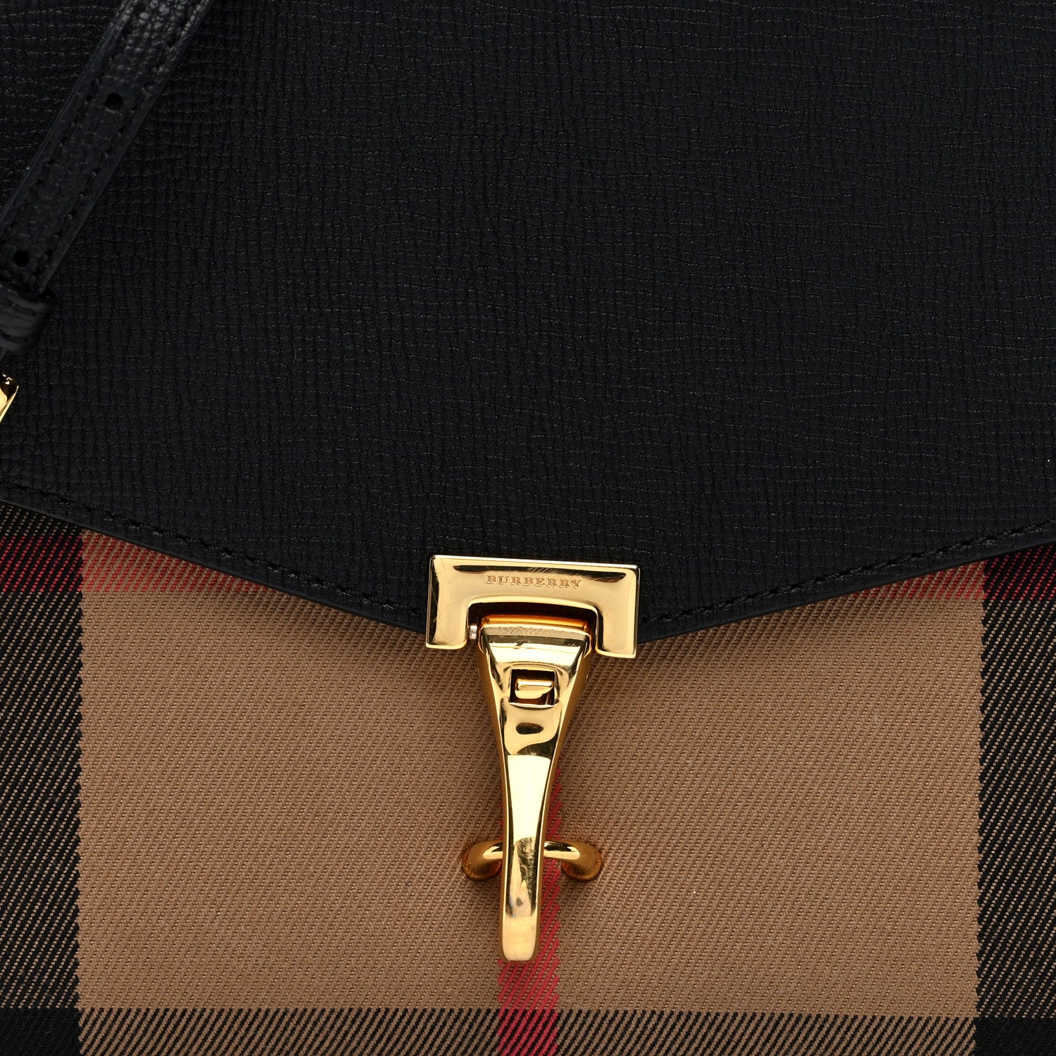 Burberry Derby Calfskin House Check Small Macken Crossbody Bag Black 8 of 10