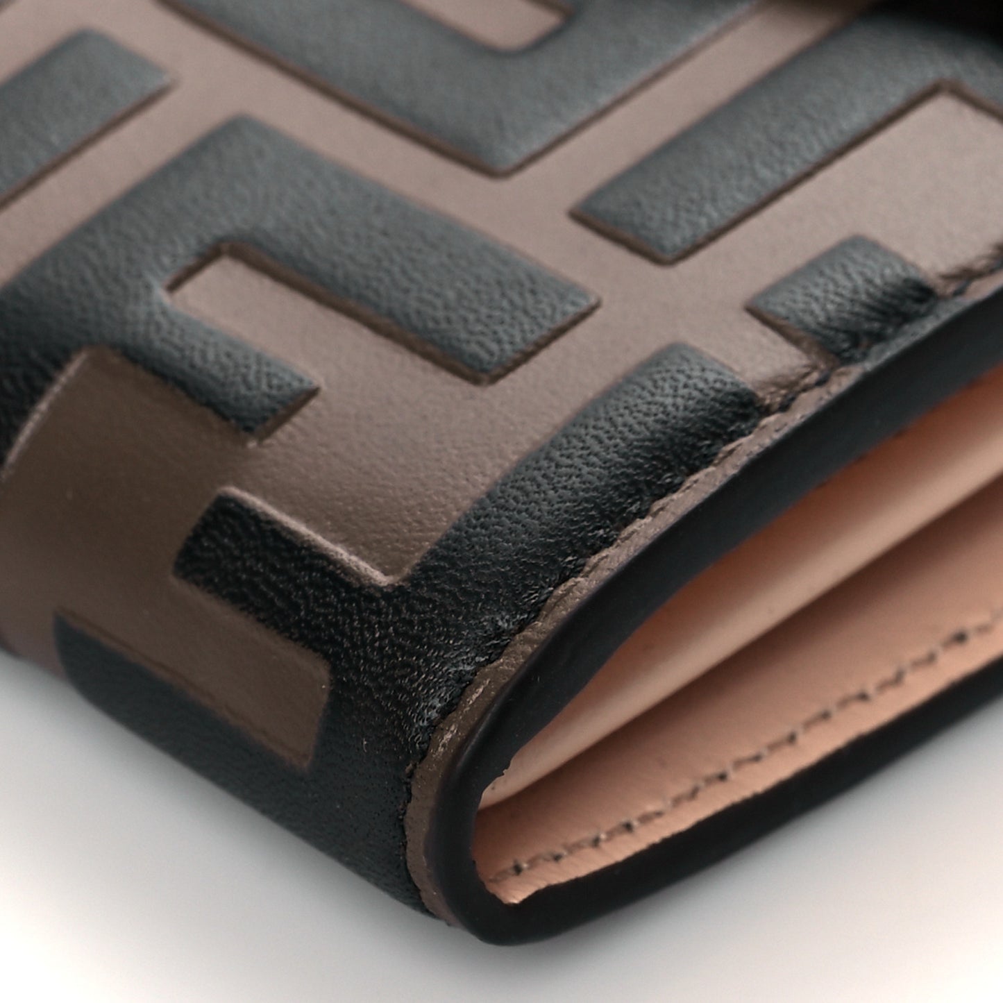 Vitello Cruise F is Fendi Bi-Color FF 1974 Embossed Continental Envelope Wallet On Chain Maya Black Light Rose