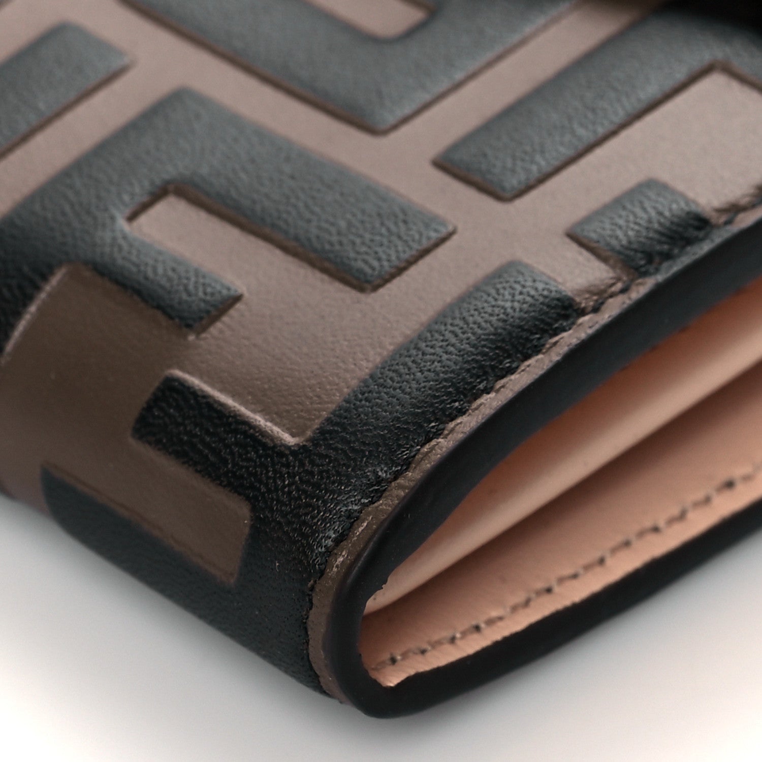 Fendi Vitello Cruise F is Fendi Bi-Color FF 1974 Embossed Continental Envelope Wallet On Chain Maya Black Light Rose 11 of 12
