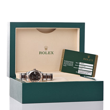 Rolex Stainless Steel 18K Everose Gold Diamond 31mm Oyster Perpetual Datejust Watch Chocolate Roman 178341 7 of 7