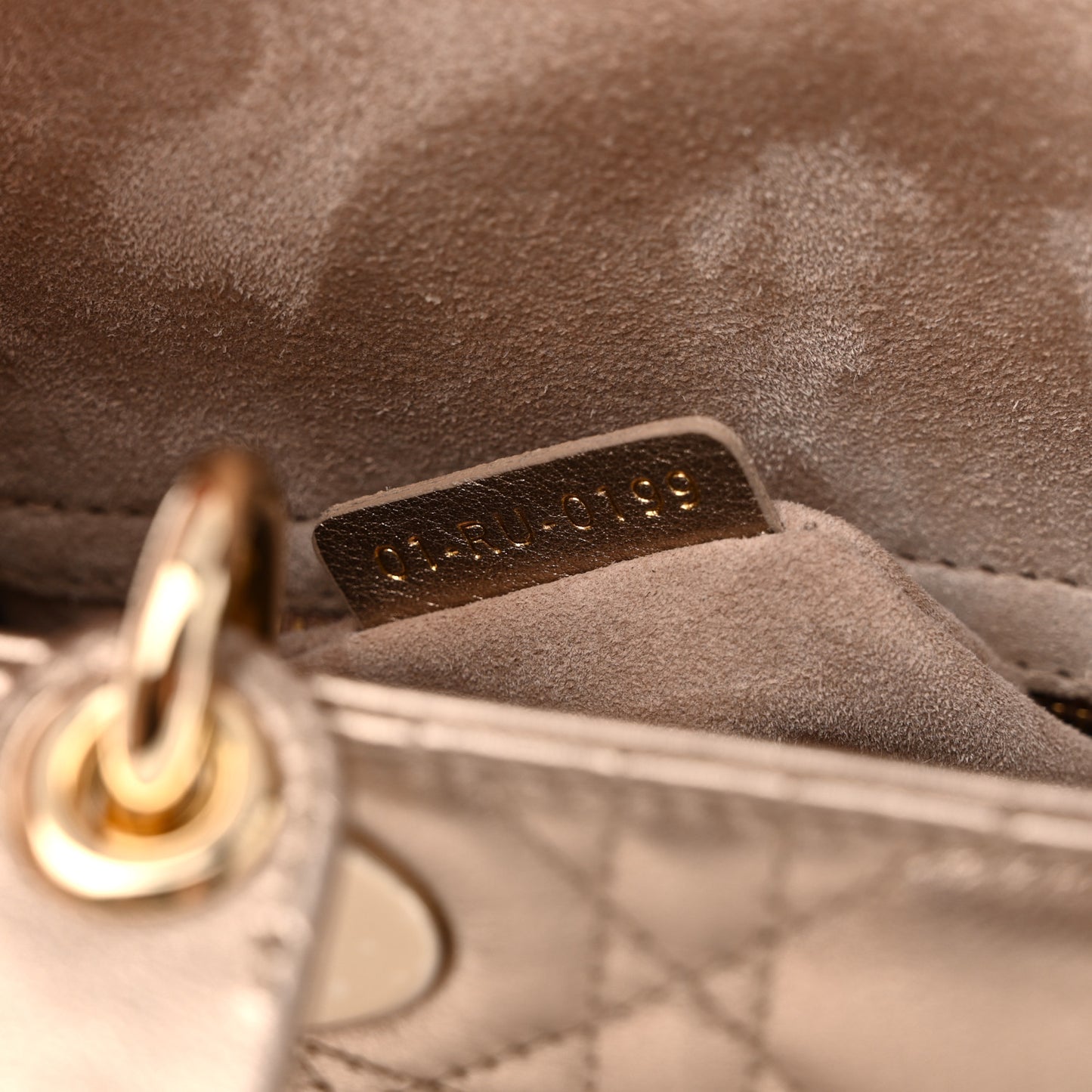 Metallic Lambskin Cannage Small My ABCDior Lady Dior Gold