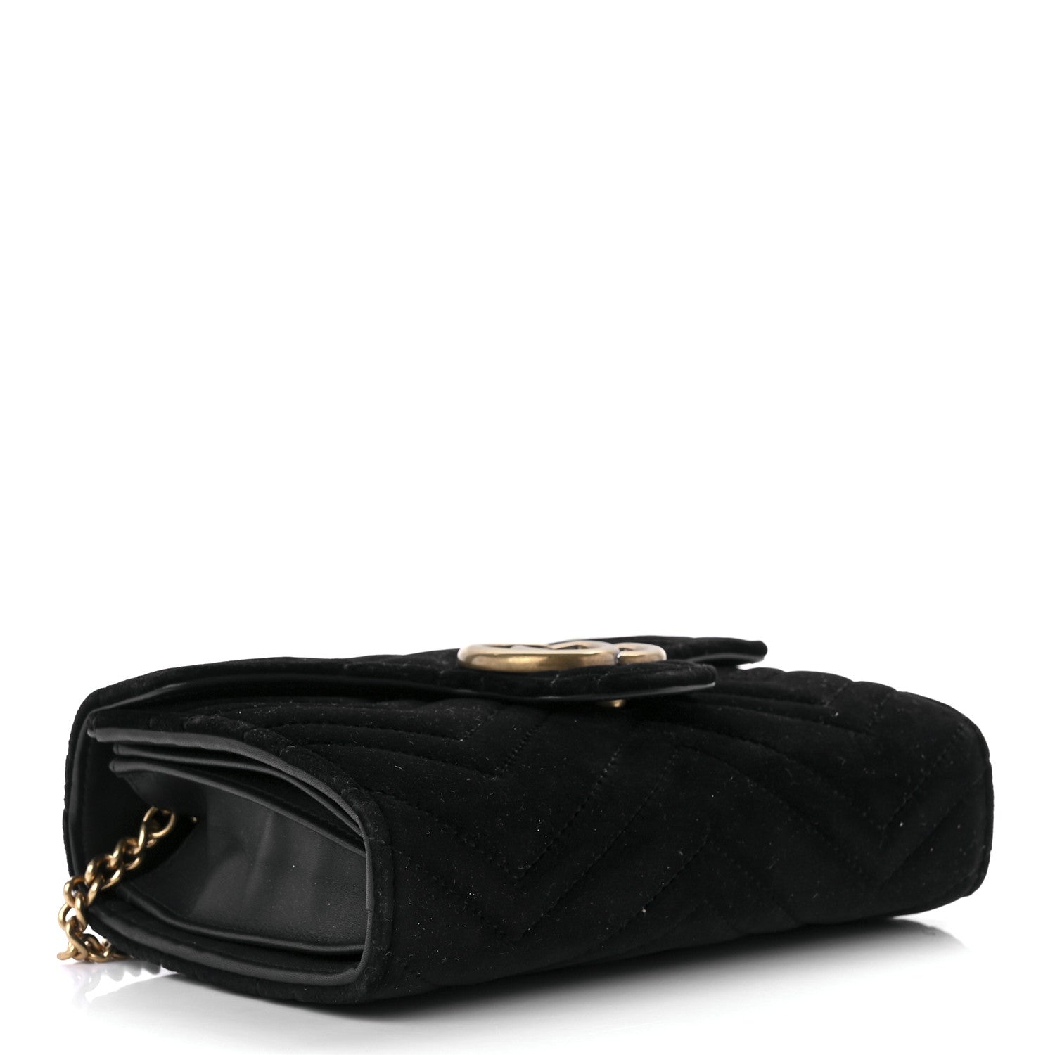 Gucci Velvet Matelasse GG Marmont Chain Wallet Black 4 of 12