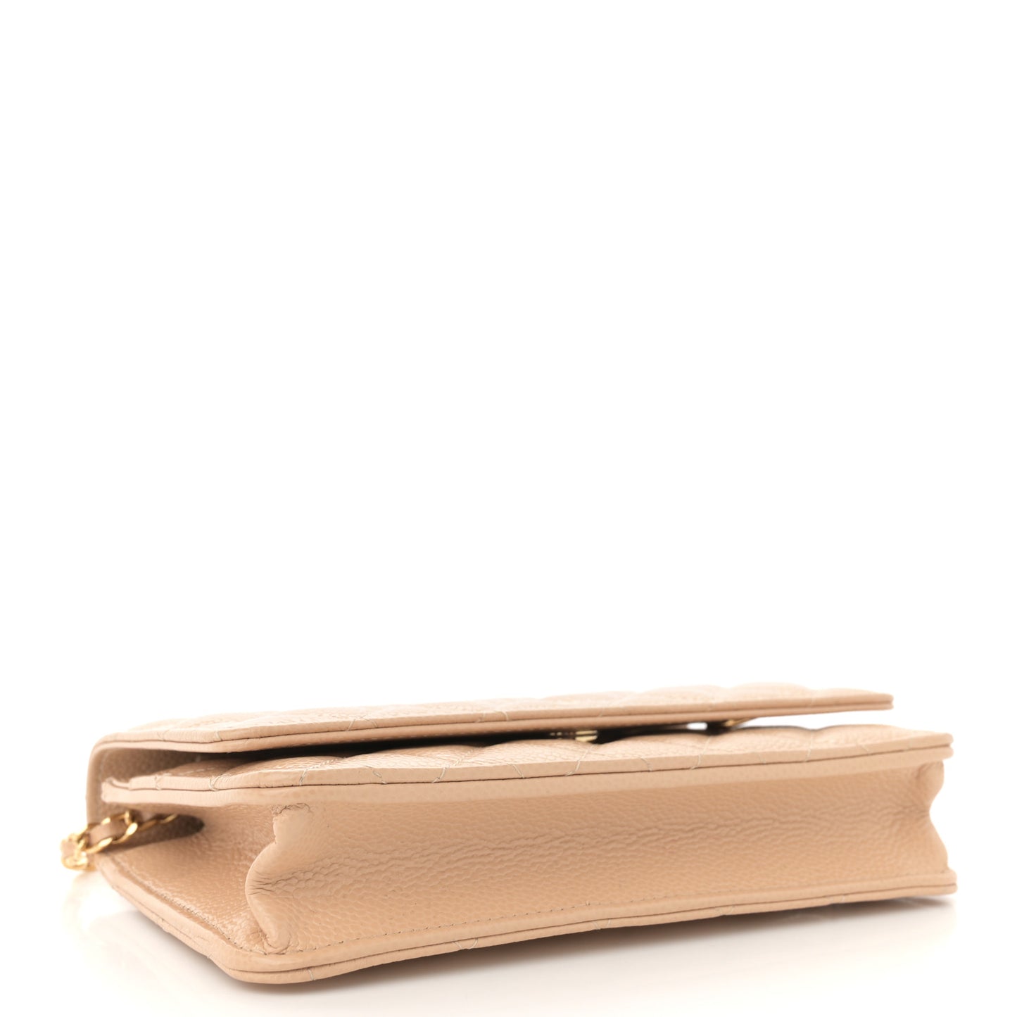 Caviar Quilted Wallet on Chain WOC Beige