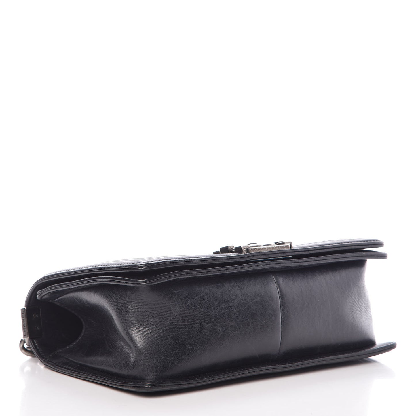 Calfskin Double Stitch Medium Boy Flap Black