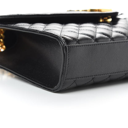 Saint Laurent Grain De Poudre Textured Mixed Matelasse Triquilt Medium Monogram Satchel Black 10 of 11