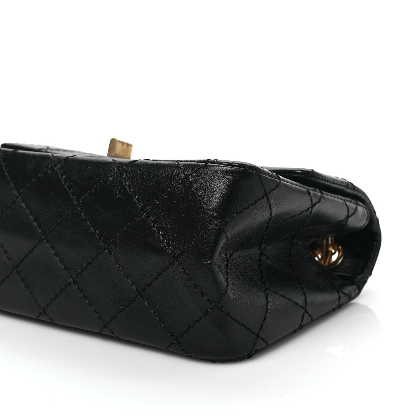 Aged Calfskin Quilted 2.55 Reissue Mini Flap Black