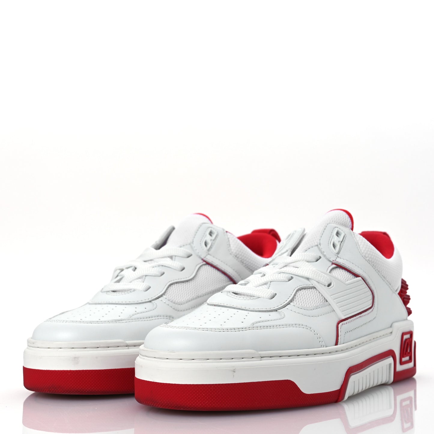 Calfskin Suede Nappa Spike Mens Astroloubi Low Top Sneakers 42 White Red