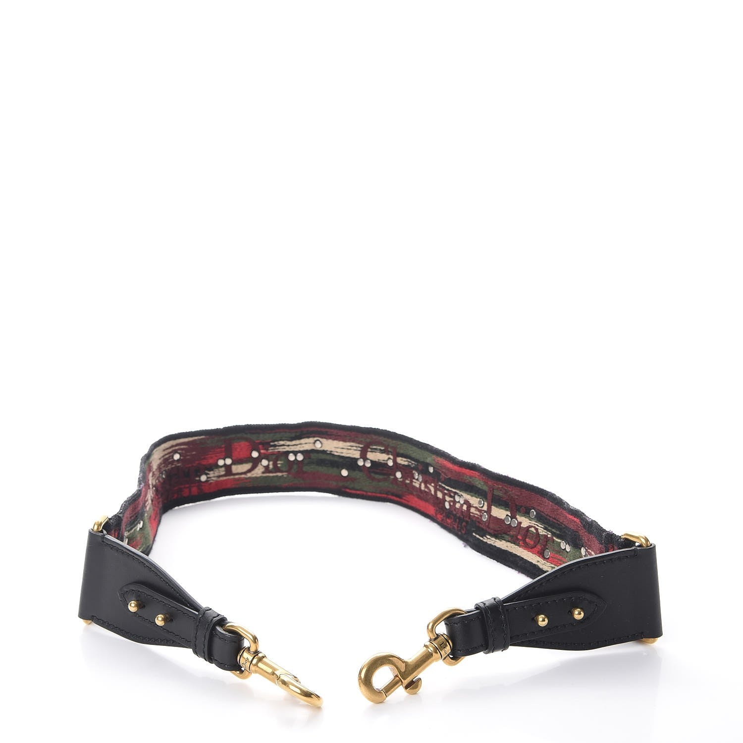 Christian Dior Canvas Embroidered Studded Bohemian Shoulder Strap Red 4 of 6