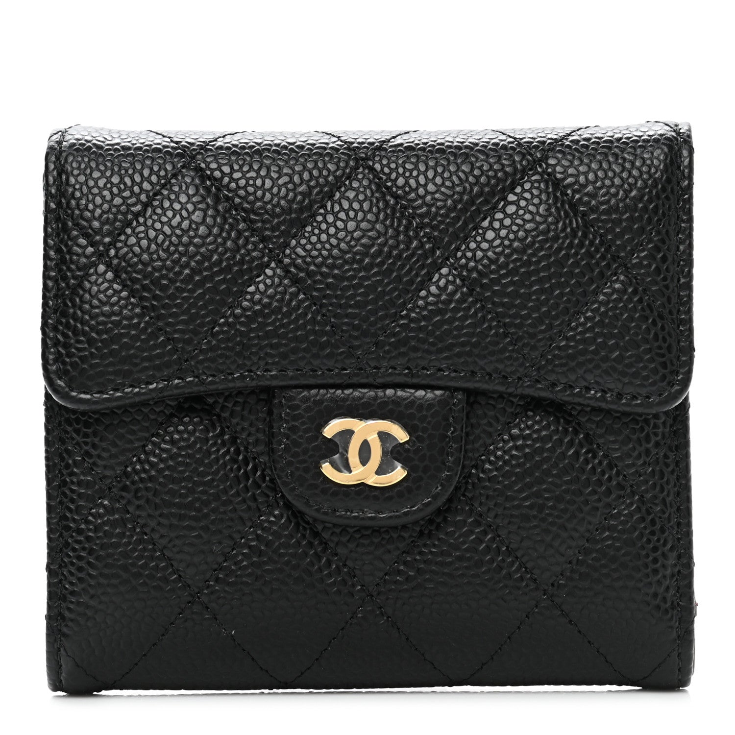 Chanel Caviar Quilted Compact Flap Wallet Black 1 of 9