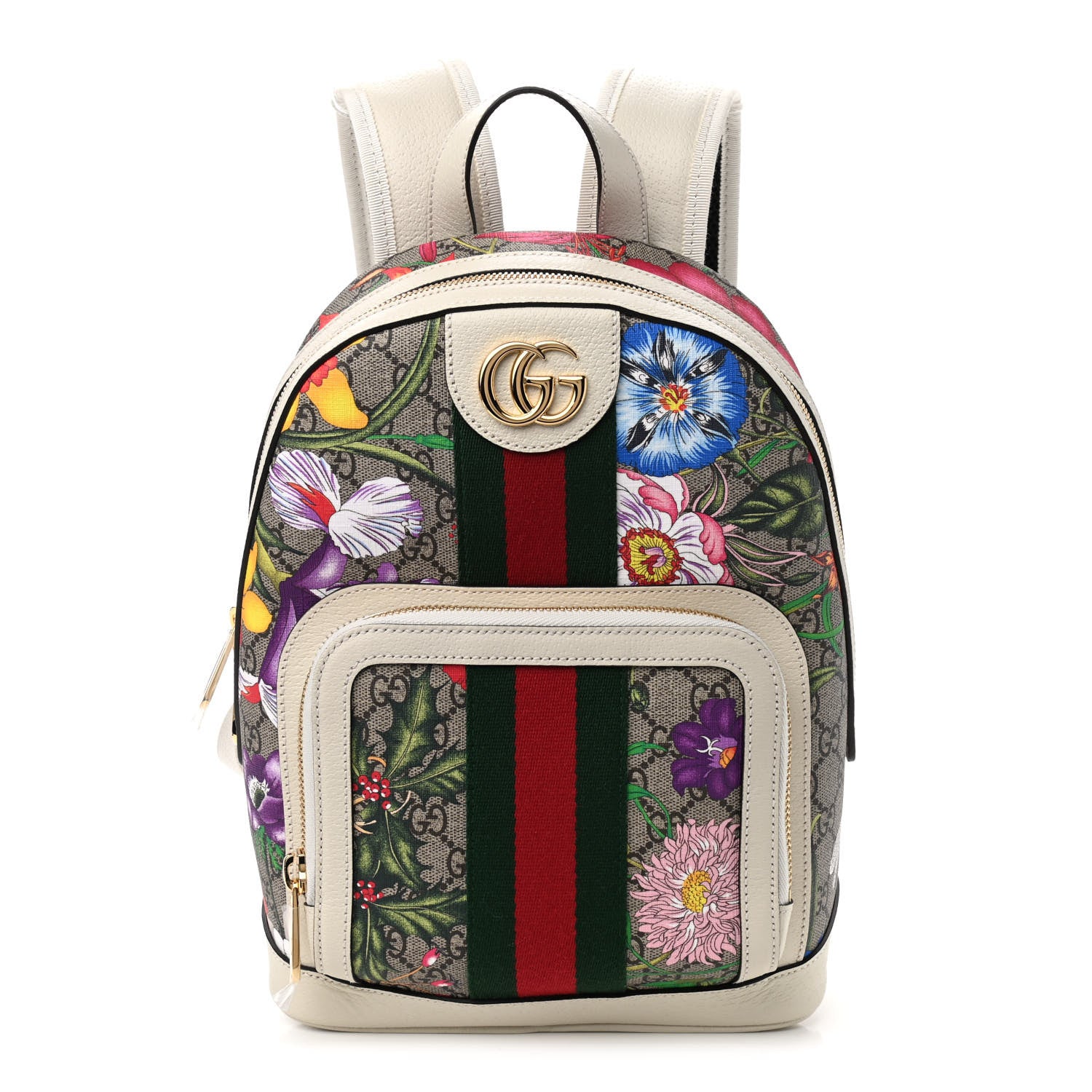 Gucci GG Supreme Monogram Flora Web Small Ophidia Day Backpack White 1 of 9