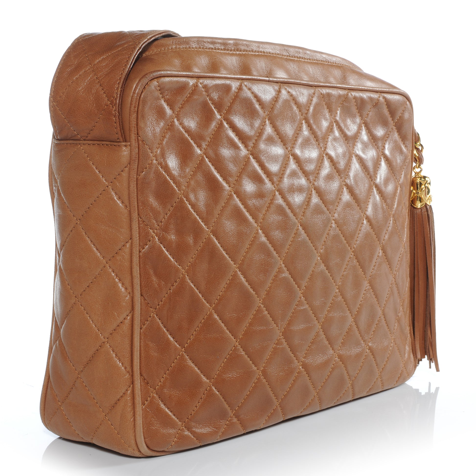 Chanel Lambskin Tassel Camera Case Light Brown 3 of 8