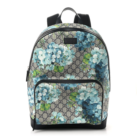 GG Supreme Monogram Blooms Medium Day Backpack Beige Blue Navy