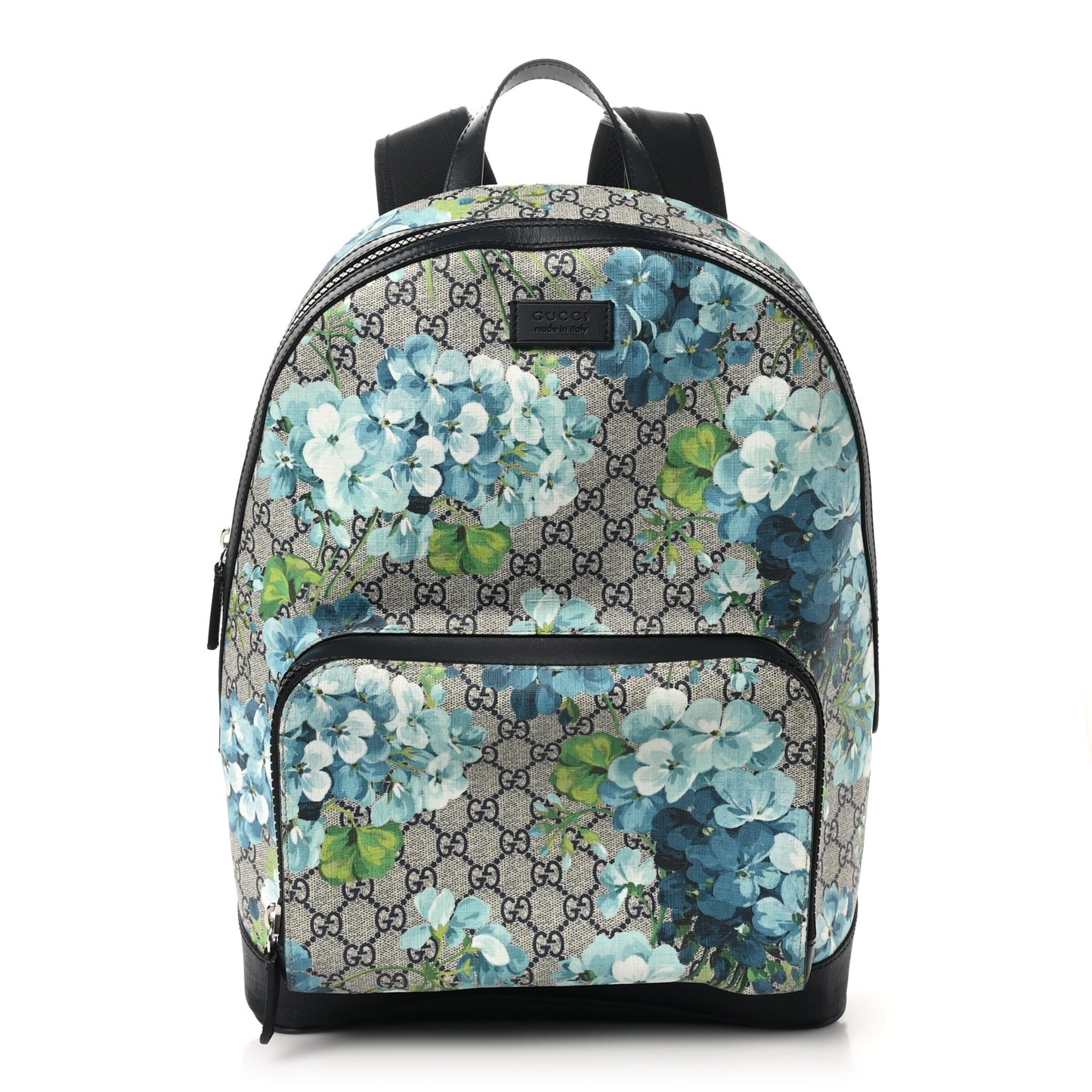 GG Supreme Monogram Blooms Medium Day Backpack Beige Blue Navy