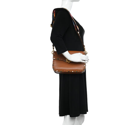 Valentino Garavani Calfskin Enchanted Wonderland Medium Guitar Strap Rockstud Rolling Flap Saddle Bag Light Cuir 2 of 10