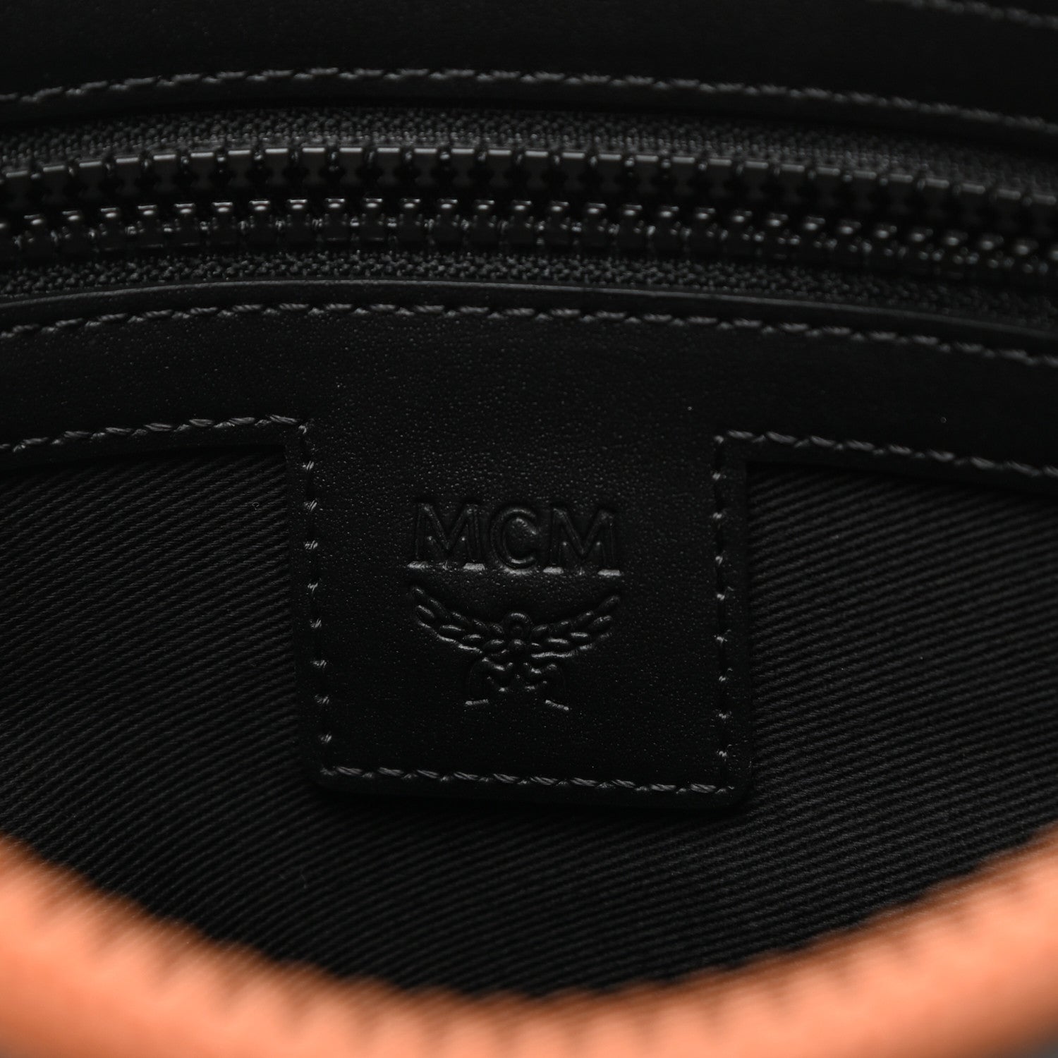MCM Visetos Medium Stark Wristlet Pouch Black Cognac 6 of 8