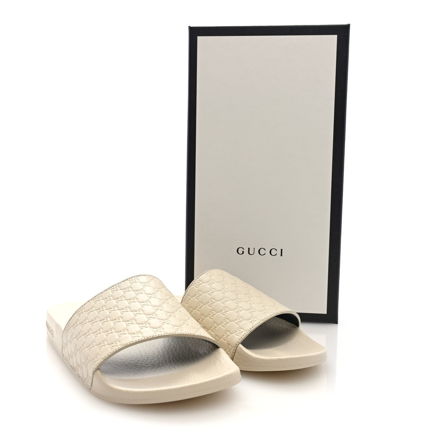 Microguccissima Slide Sandals 39 Ivory