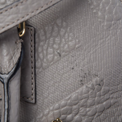 Burberry Heritage Grain Check Embossed Small Orchard Bowling Bag Pale Grey 11 of 17
