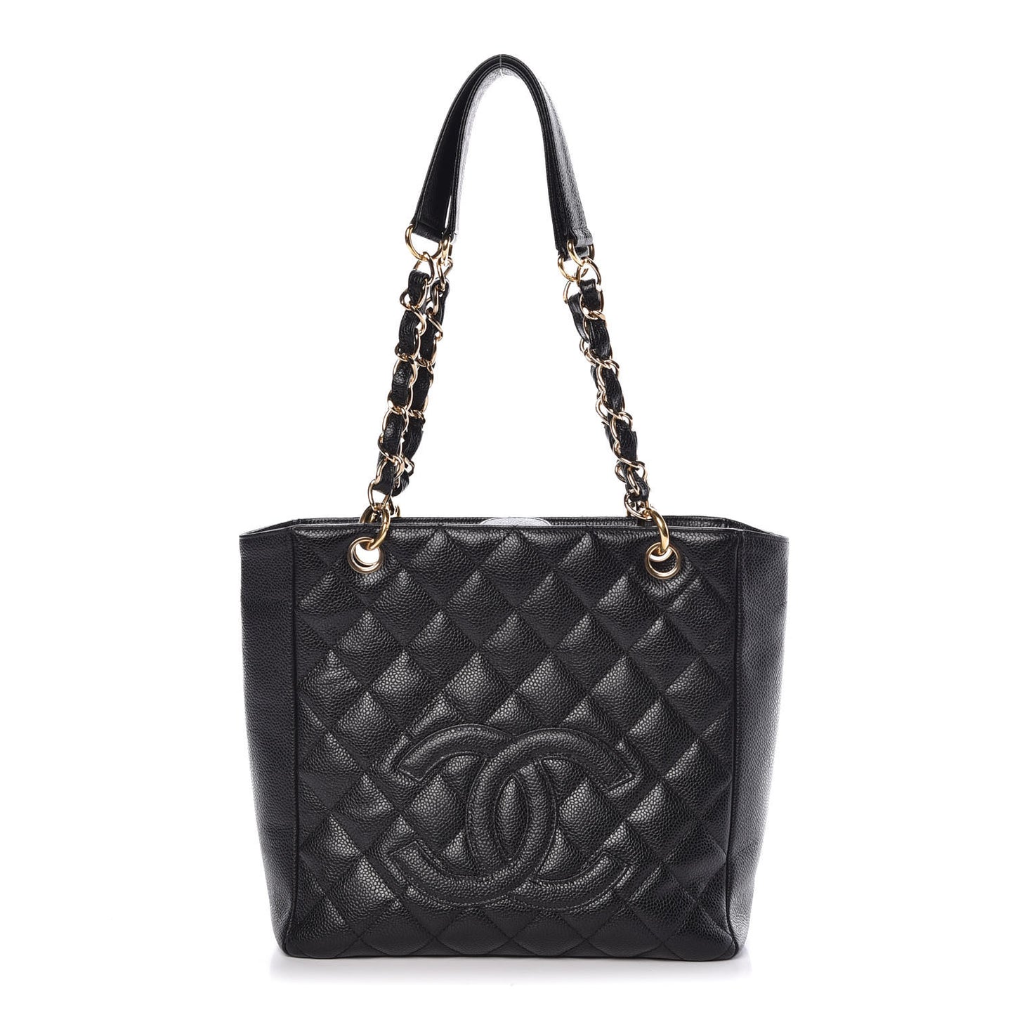 Caviar Quilted Petit Shopping Tote PST Black