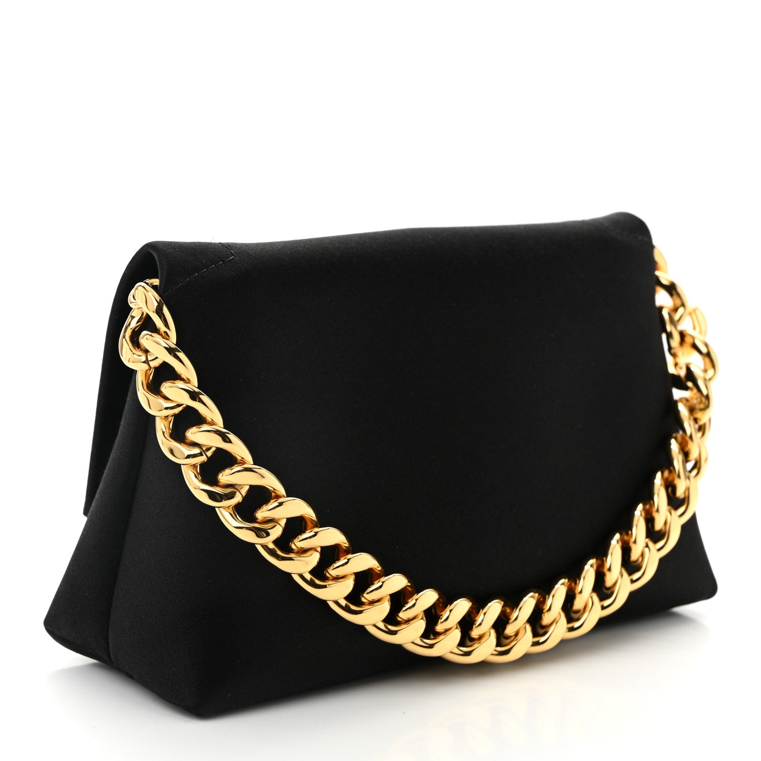 Tom Ford Satin Mini Label Chain Shoulder Bag Black 1734015
