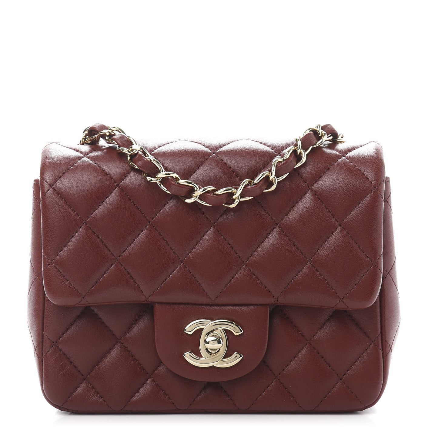 Lambskin Quilted Mini Square Flap Bordeaux