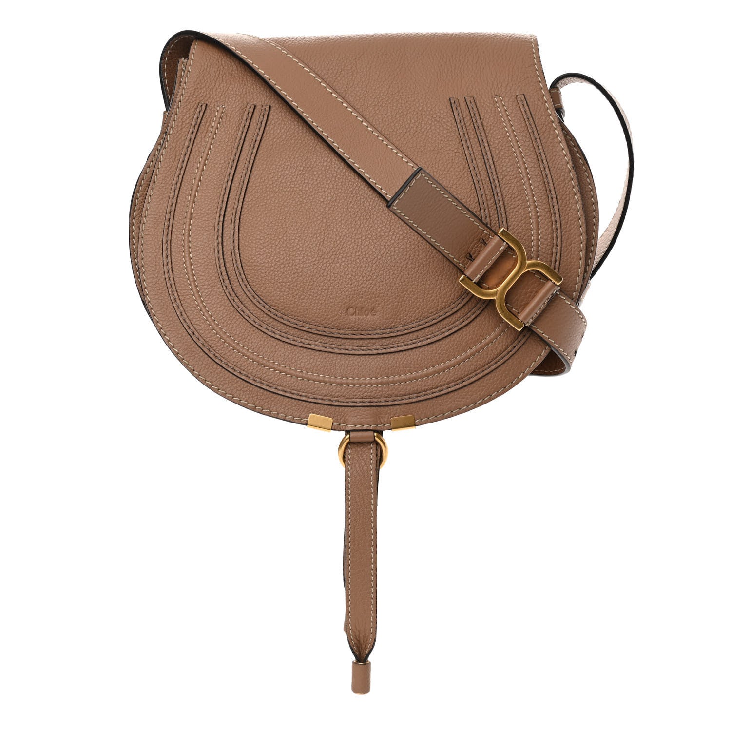 Chloe Calfskin Medium Marcie Round Crossbody Bag Nut 1 of 17