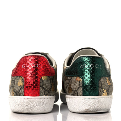 Gucci GG Supreme Monogram Bees Ayers Web Womens Ace Sneakers 35.5 Beige Oro Green Red 5 of 10