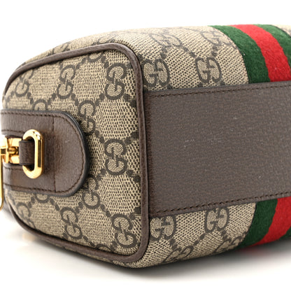 Gucci GG Supreme Monogram Textured Dollar Calfskin Web Super Mini Ophidia Top Handle Bowler Bag Beige Ebony New Acero 10 of 11