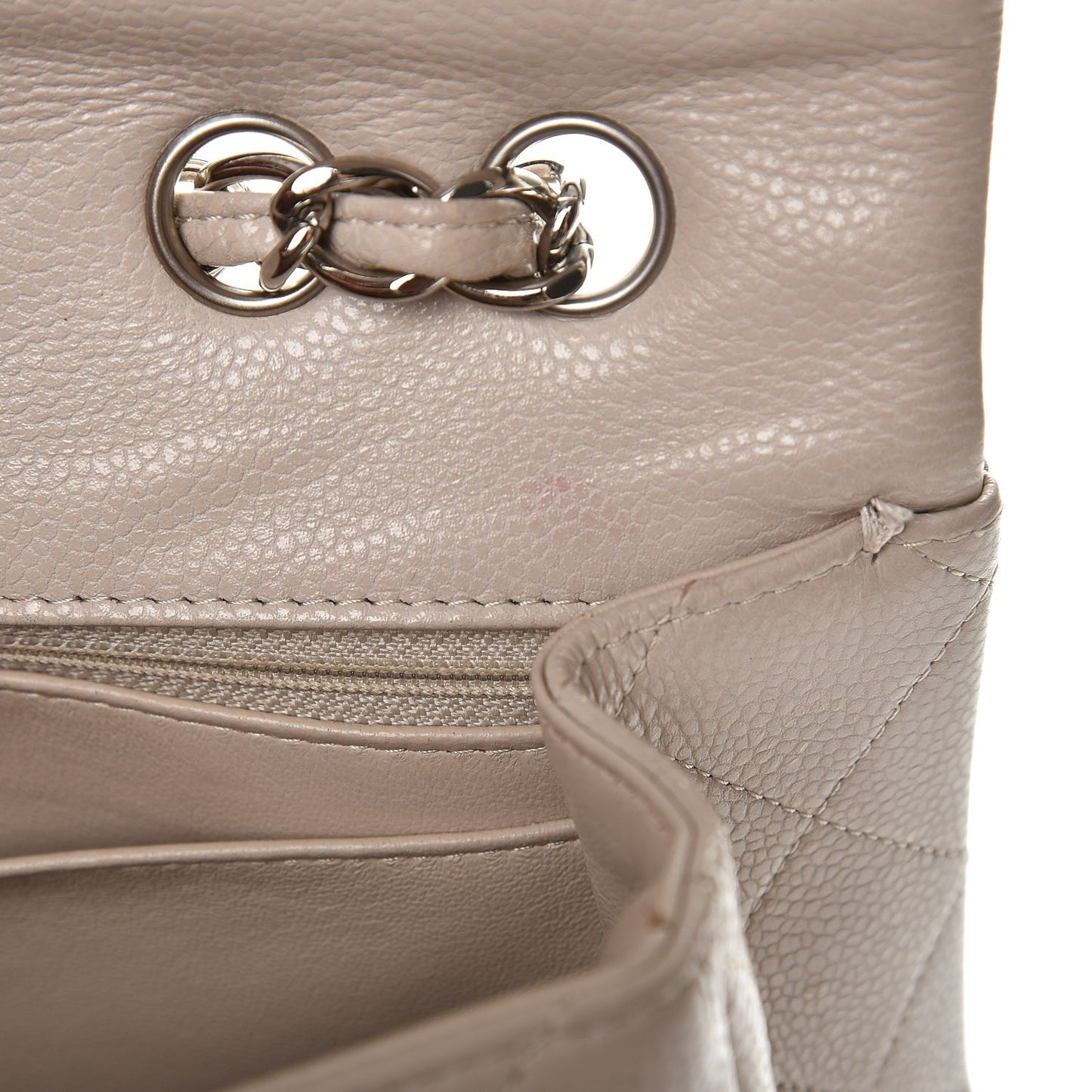 Caviar Quilted Jumbo Single Flap Beige