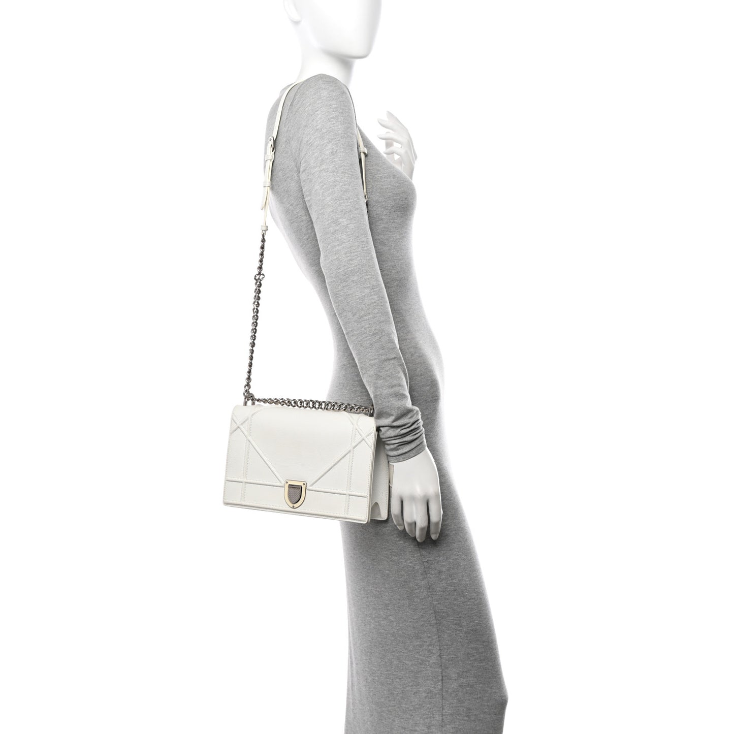 Calfskin Medium Diorama Flap Bag Off White