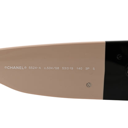 Chanel Acetate Polarized Rectangle Sunglasses 5524-A Black Beige 6 of 8