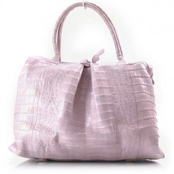 Nancy Gonzalez Crocodile Ruched Satchel Lilac 1 of 9