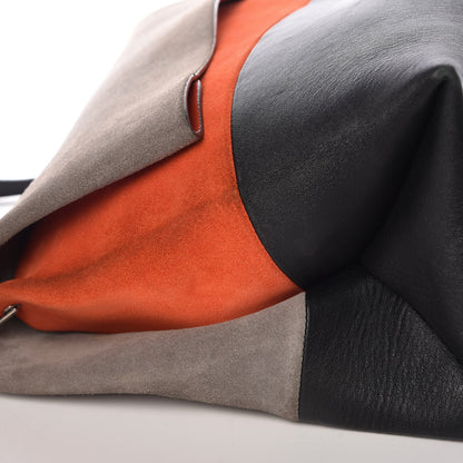 Celine Calfskin Suede All Soft Shoulder Bag Grey Bright Orange Black 12 of 15