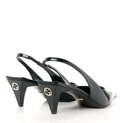 Gucci Nappa Mallory Pointed Toe Slingback Sandal 39 Black 4 of 9
