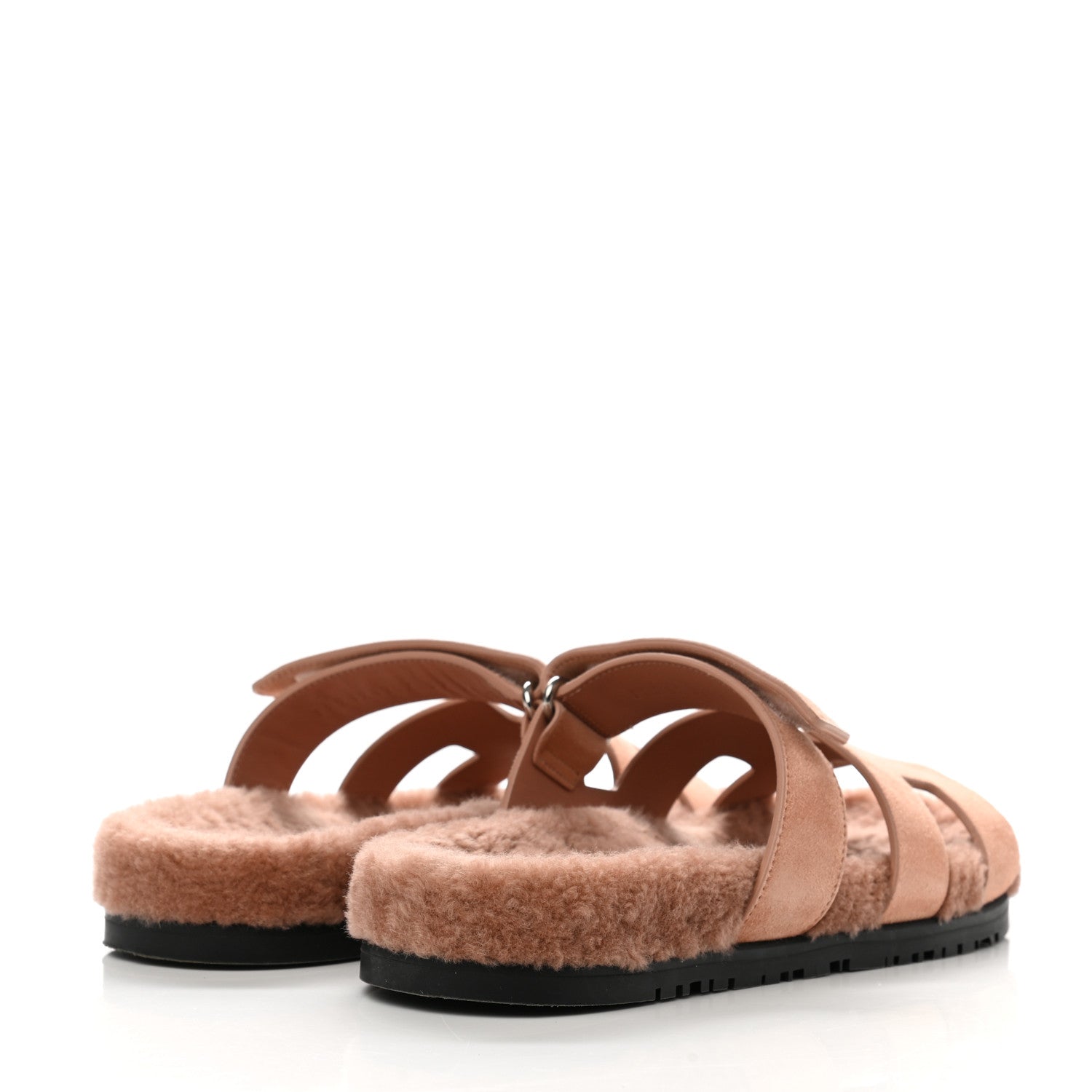 Hermes Suede Goatskin Woolskin Womens Chypre Sandals 39 Rose Aube 4 of 8