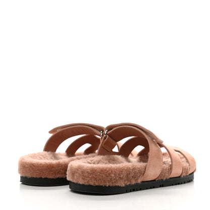 Hermes Suede Goatskin Woolskin Womens Chypre Sandals 39 Rose Aube 4 of 8