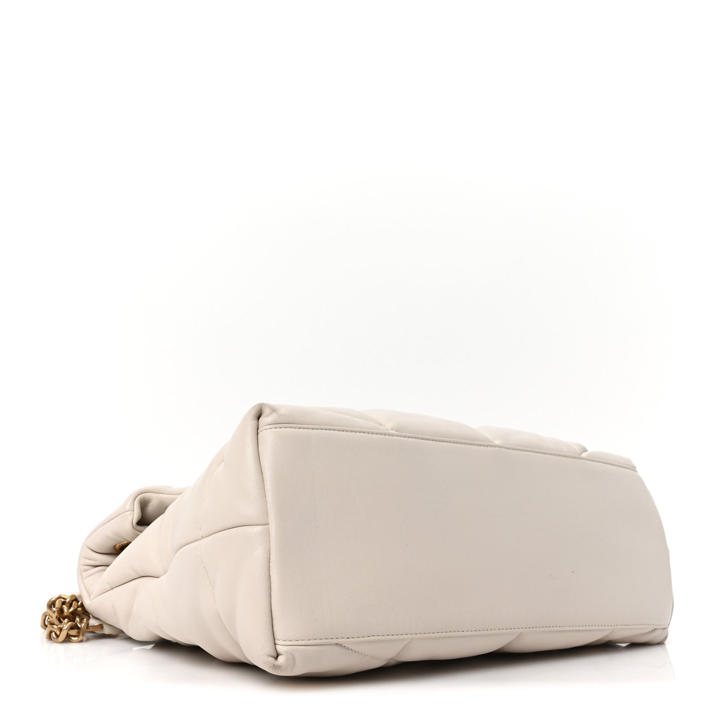 Lambskin Quilted Medium Loulou Puffer Monogram Chain Satchel Crema Soft