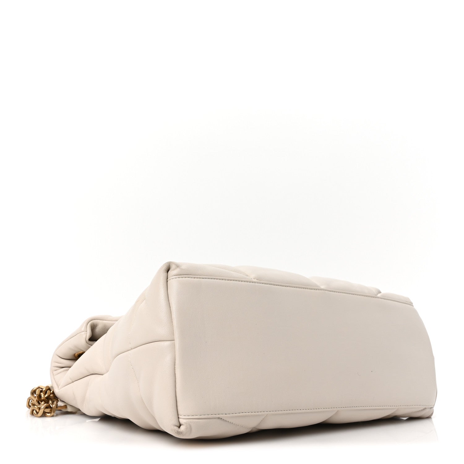 Saint Laurent Lambskin Quilted Medium Loulou Puffer Monogram Chain Satchel Crema Soft 4 of 10