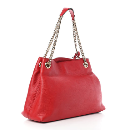Gucci Pebbled Calfskin Medium Soho Chain Shoulder Bag Tabasco Red 2 of 4
