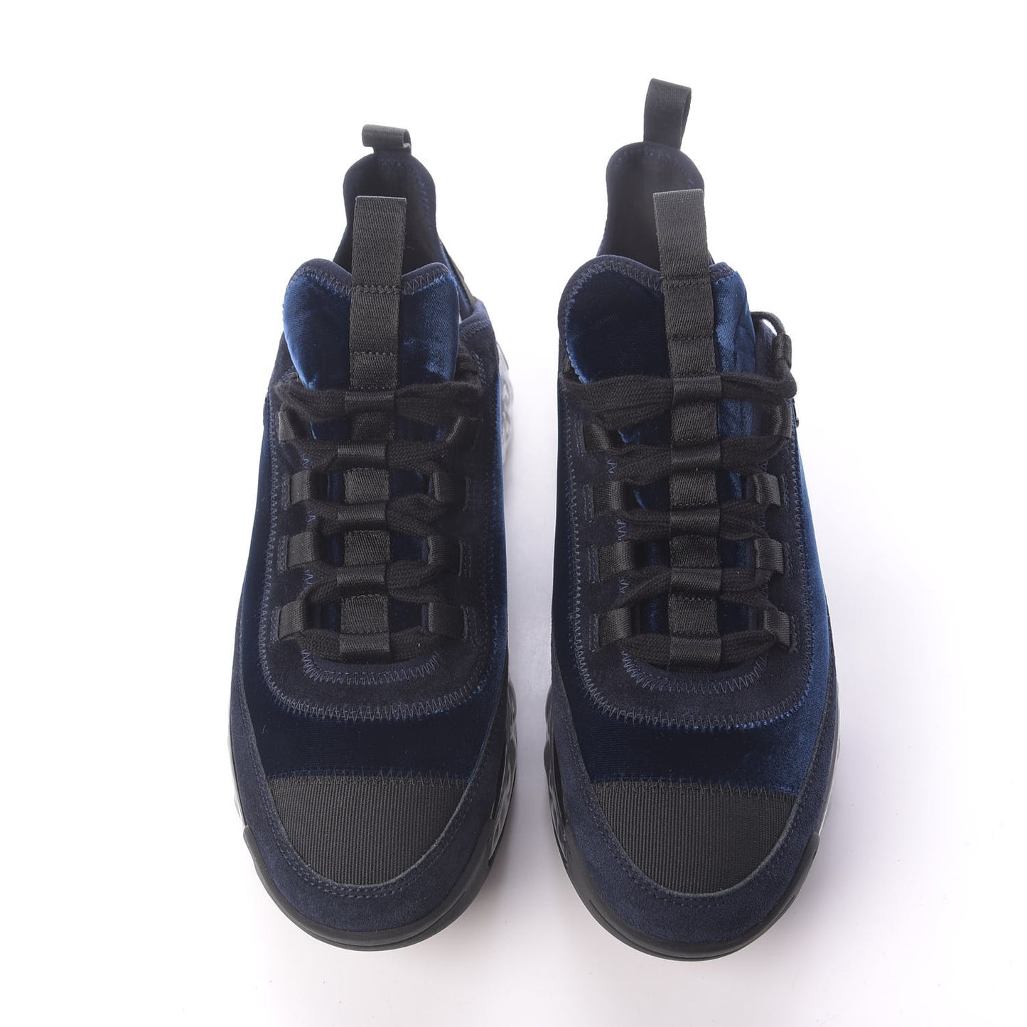 Suede Calfskin Velvet Grosgrain CC Sneakers 41 Navy Blue Black