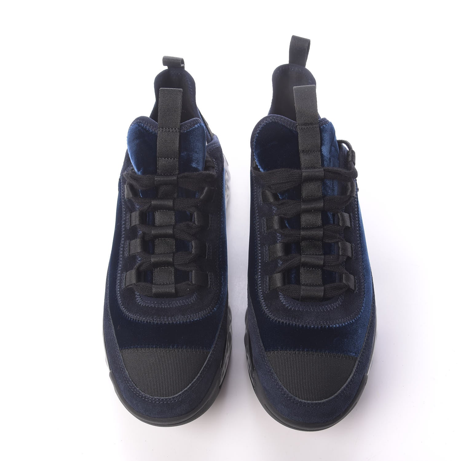 Chanel Suede Calfskin Velvet Grosgrain CC Sneakers 41 Navy Blue Black 5 of 11