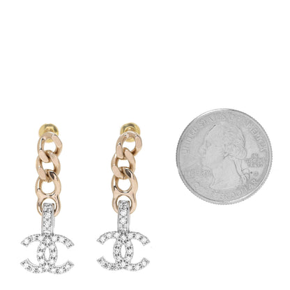 Chanel Crystal CC Chain Drop Earrings Gold 2 of 4