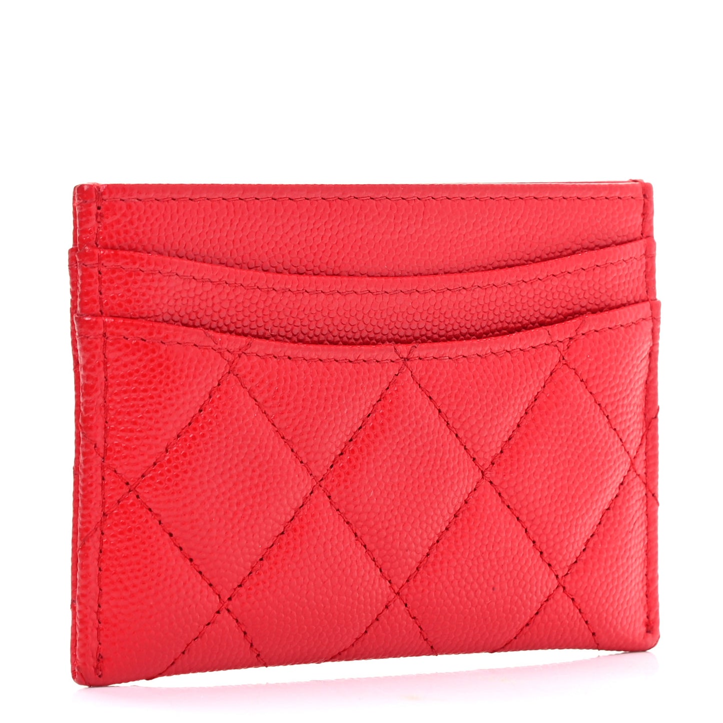 Caviar Quilted Card Holder Red