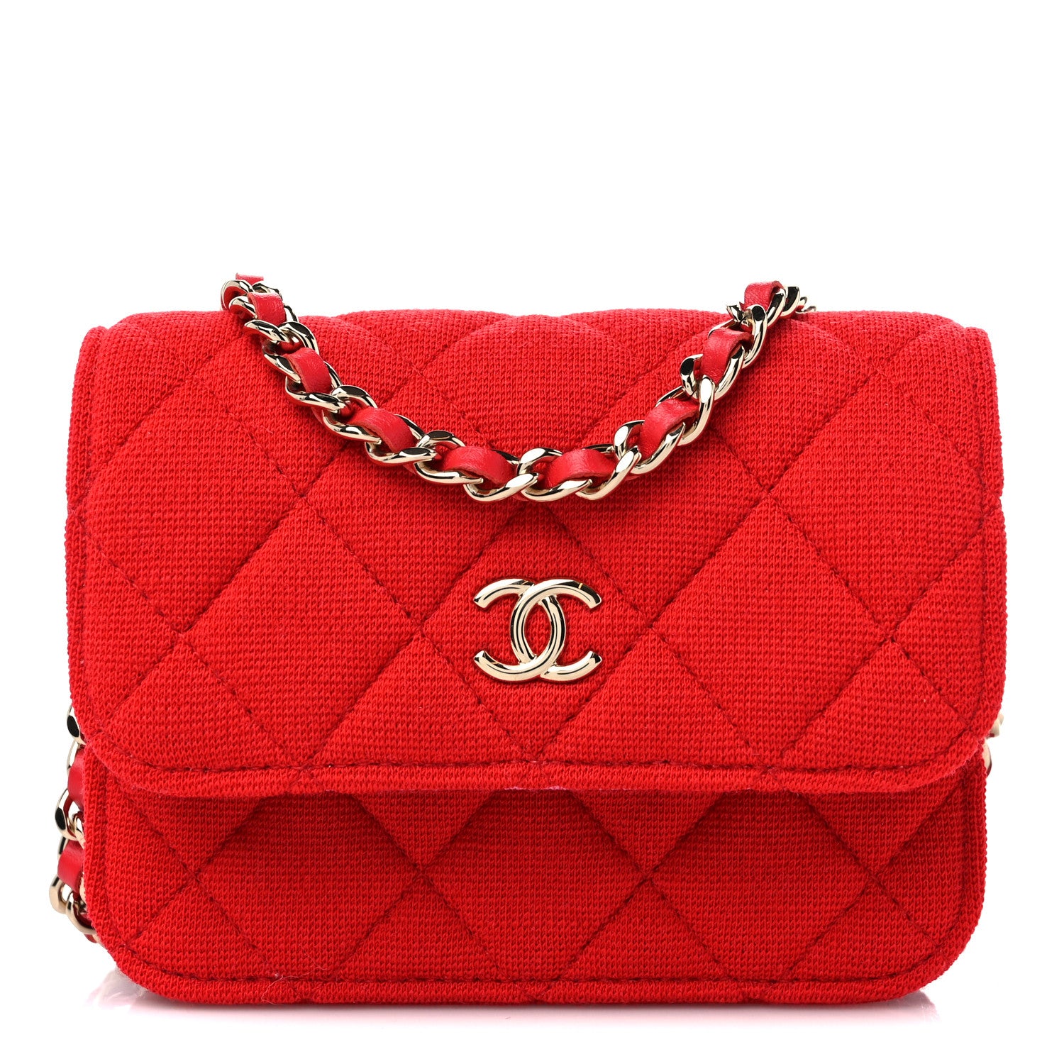 Chanel Jersey Quilted Micro Mini Flap Red 1 of 11