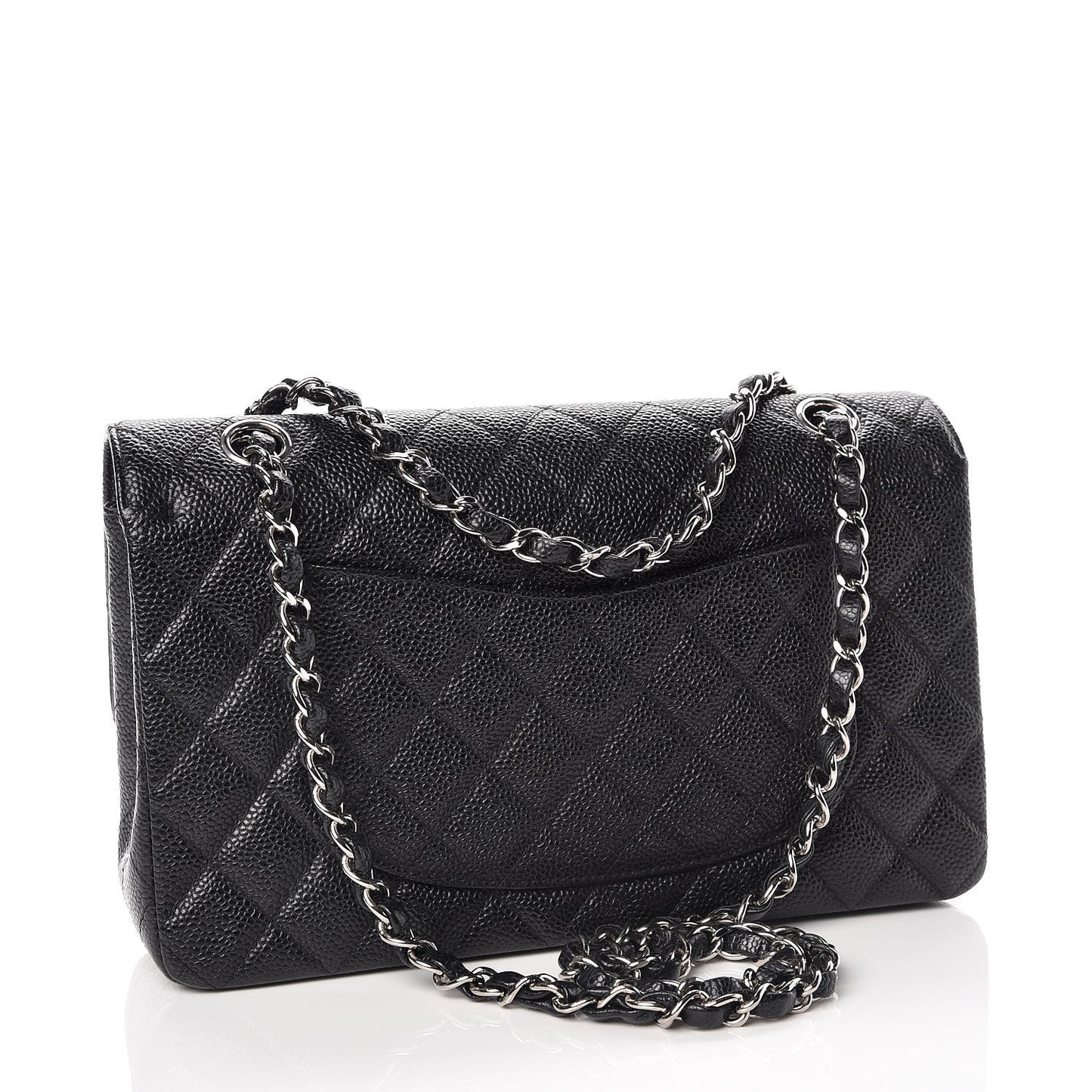 Caviar Quilted Medium Double Flap Black