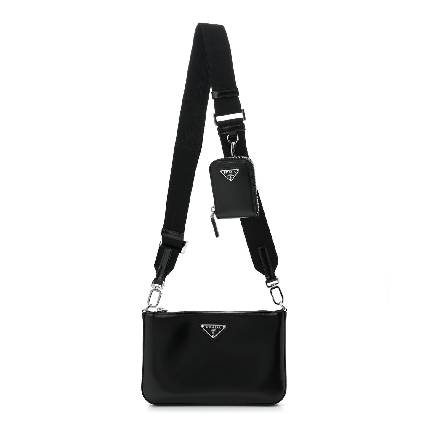 Spazzolato Pocket Pouch Shoulder Bag Black